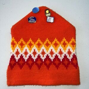 Vintage Wigwam Hat w/9 Vintage Ski Pins Sugar Mountain Franconia Squaw Valley‎